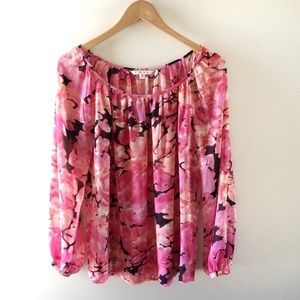 CAbi Pink Floral Feminine Spring Blouse